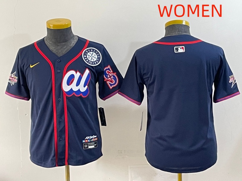 Women 2025 Seattle Mariners Blank Drak Blue All star Blank Blue Nike MLB Jersey style 6->women mlb jersey->Women Jersey